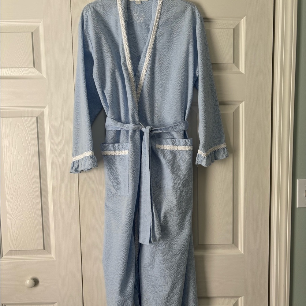 Eileen West Light Blue Waffle Robe